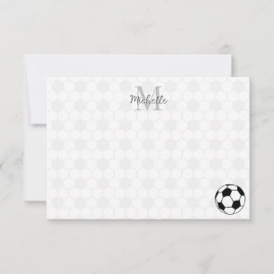 Soccer Balls Black and White Custom Monogram Card