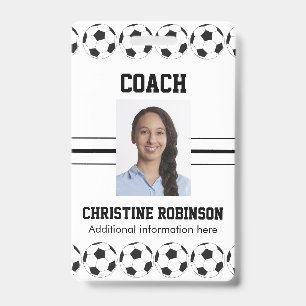 Soccer balls coach badge ID badge