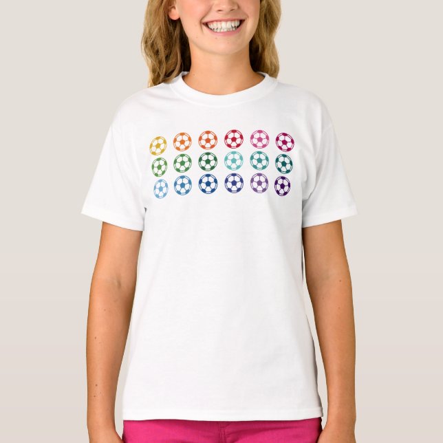 Soccer Balls Colourful Fun Array T-Shirt (Front)