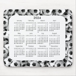 Soccer Balls Design 2024 Calendar Mousepad