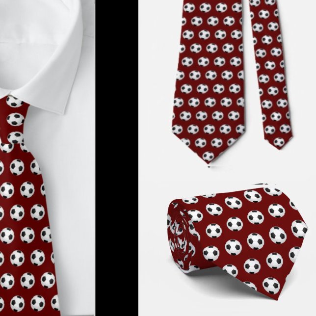 Soccer Balls Football Futbol Black and White Red Tie (Creator Uploaded)