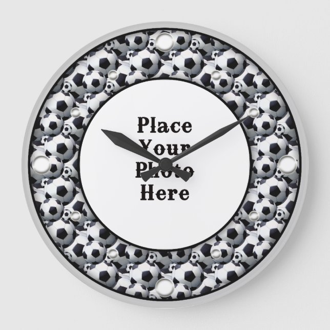 Soccer Balls Frame Your Photo Wall Clock (Front)