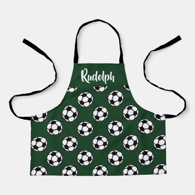 Soccer balls green pattern apron (Front)