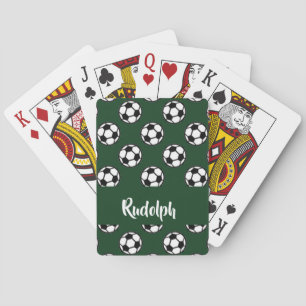 Soccer balls green pattern playing cards