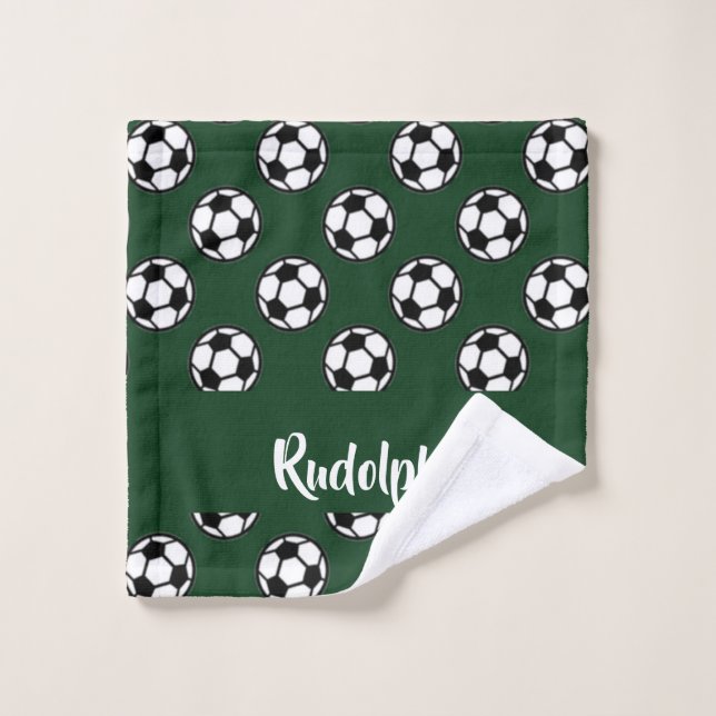 Soccer balls green pattern wash cloth (Wash Cloth)
