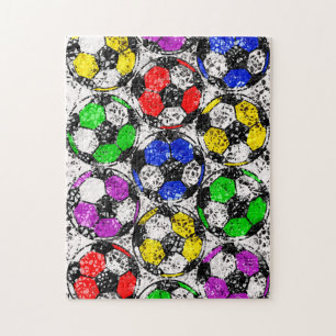 SOCCER BALLS IN CHAOTIC COLOR JIGSAW PUZZLE