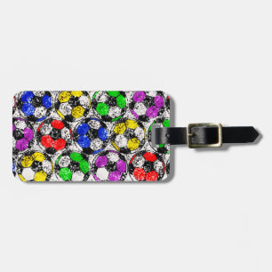 SOCCER BALLS IN CHAOTIC COLOR LUGGAGE TAG
