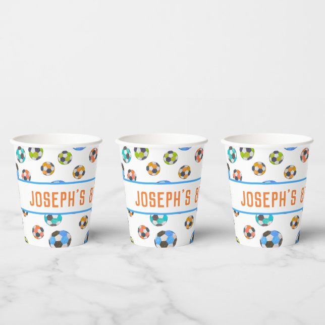 Soccer Balls Kids Birthday Paper Cups (Multi)