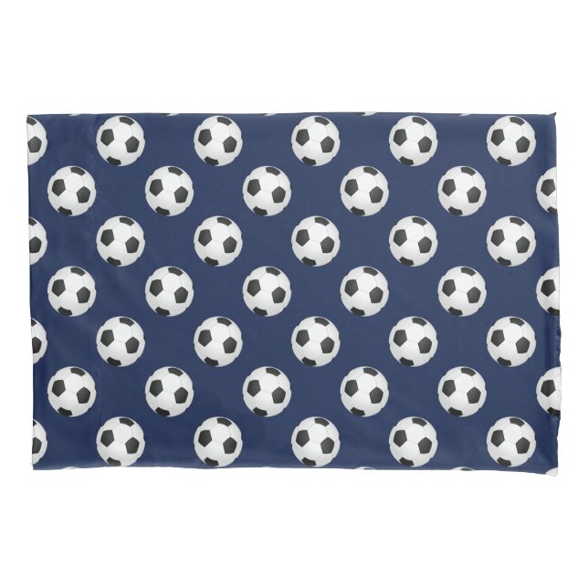 Soccer Balls Navy Blue Pillow Case (Front)