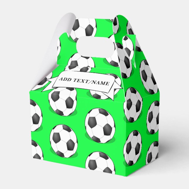 Soccer Balls On A Green Background Custom Name Favour Box (Front Side)