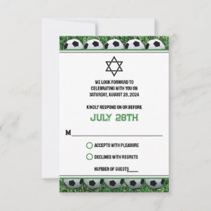 Soccer Balls on Grass Bar Mitzvah RSVP Card