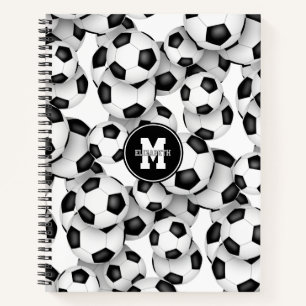 soccer balls pattern boys girls monogram 8.5x11 notebook