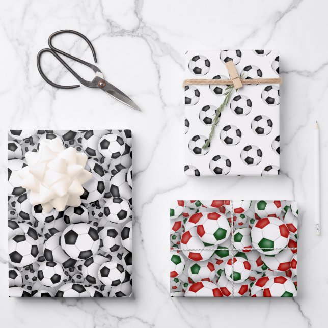 soccer balls pattern Christmas or any occasion Wrapping Paper Sheet (Front)