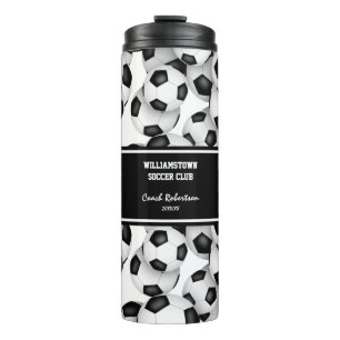 soccer balls pattern coach gift w custom name thermal tumbler