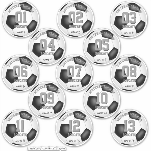 soccer balls set of 13 individually personalised (Front)