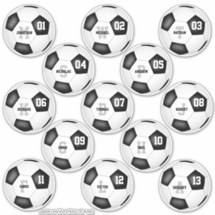 soccer balls set of 13 individually personalised