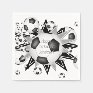 soccer balls stars kids birthday or team party  napkin