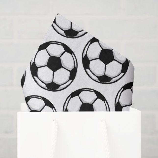 Soccer Balls White Black Sports Team Kids Birthday Tissue Paper (Gift Bag)