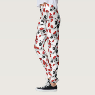 soccer balls with girls team colors maroon black leggings