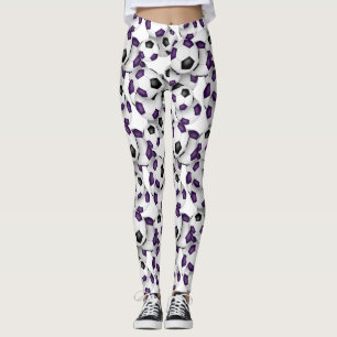 soccer balls with girls team colors purple black leggings