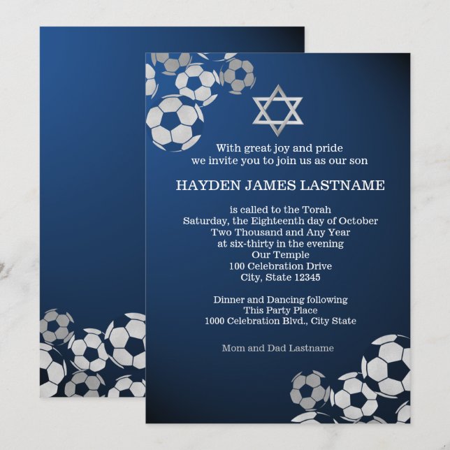 Soccer Bar Mitzvah Invitation (Front/Back)
