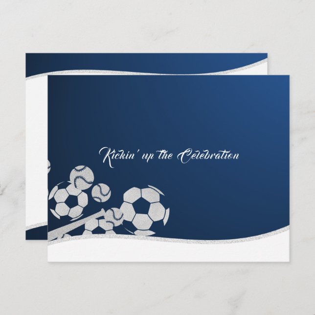Soccer Baseball Bar Mitzvah Reception Card (Front/Back)