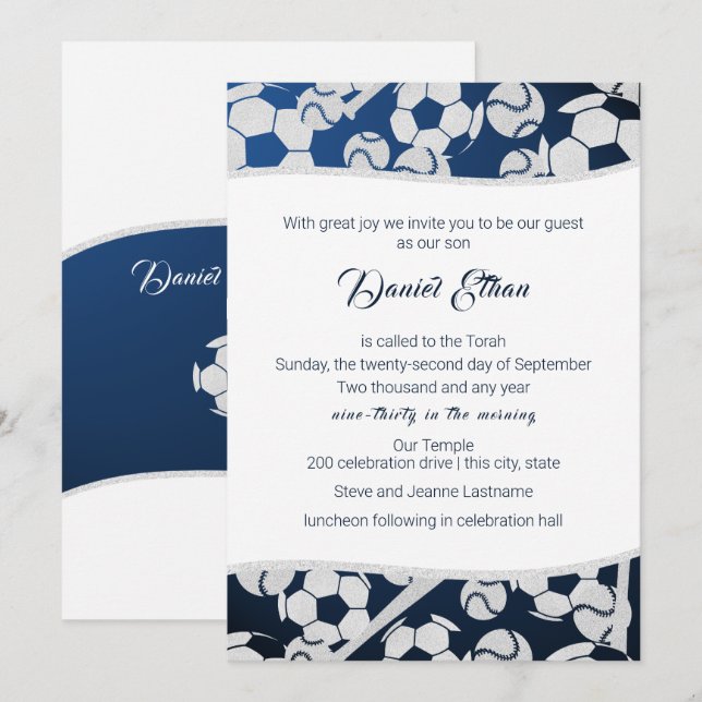 Soccer Baseball Sport Bar Mitzvah Invitation (Front/Back)