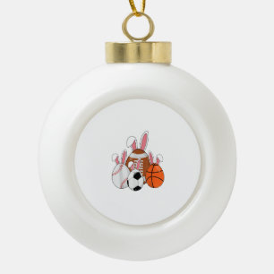 Soccer Basketball Baseball Football Easter Rabbit  Ceramic Ball Christmas Ornament