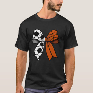 Soccer Basketball Coquette Bow Funny Soccer Basket T-Shirt