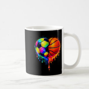 Soccer Basketball Drip Heart Sports Valentines Day Coffee Mug