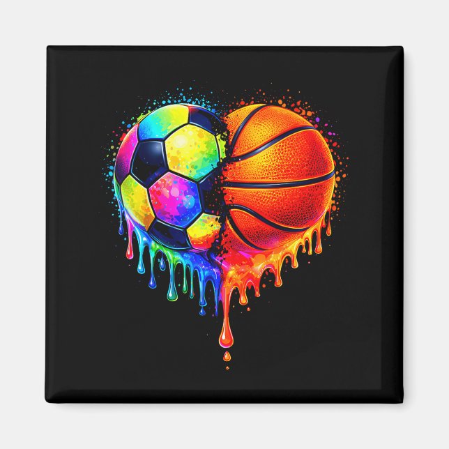 Soccer Basketball Drip Heart Srts Valentines Day M Magnet (Front)