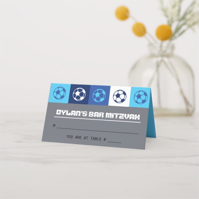 SOCCER Bat Mitzvah Table Seating Escort Card (Front)