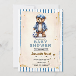 Soccer Bear Baby Shower Invitation