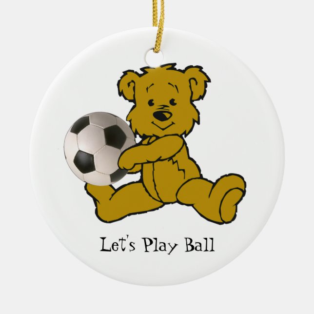 SOCCER BEAR-ORNAMENT CERAMIC TREE DECORATION (Front)