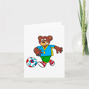 Soccer Bear Playing Football in Sports Outfit  Card