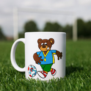 Soccer Bear Playing Football in Sports Outfit  Coffee Mug