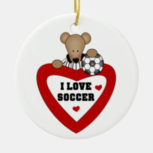 Soccer Bear T-shirts and Gifts Ceramic Tree Decoration