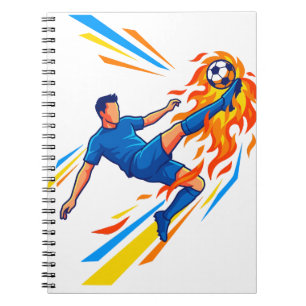 Soccer Bicycle Kick Flaming Ball Sports Notebook