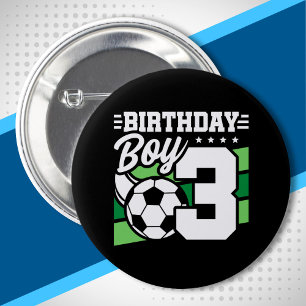 Soccer Birthday - 3 Year Old Boy - 3rd Birthday 6 Cm Round Badge