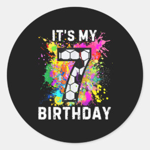 Soccer Birthday 7 Classic Round Sticker