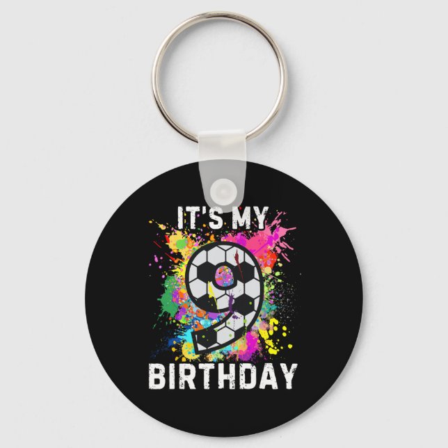 Soccer Birthday 9  Key Ring (Front)