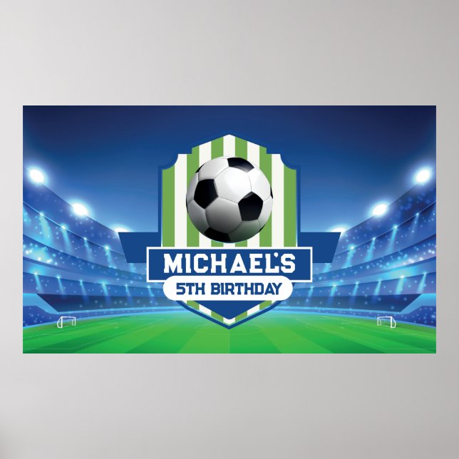 Soccer Birthday banner backdrop  Poster (Front)