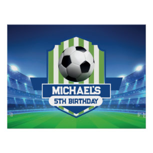 Soccer Birthday banner backdrop  Poster