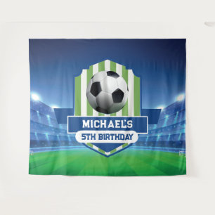 Soccer Birthday banner backdrop Tapestry