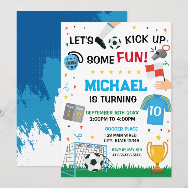 Soccer Birthday boy Invitation (Front/Back)