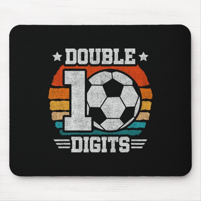 Soccer Birthday - Double Digits 10 Year Old - 10th Mouse Mat (Front)