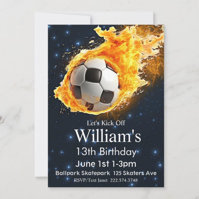 Soccer Birthday, Football Birthday, Futbol  Invitation (Front)