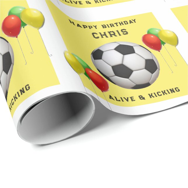 Soccer Birthday Gift Wrapping Paper (Roll Corner)