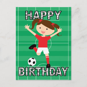Soccer Birthday Girl 1 Red and White Postcard