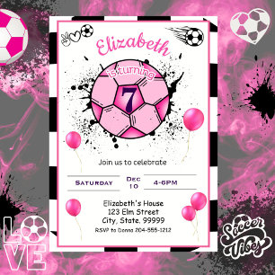 Soccer Birthday Girl Invitation 